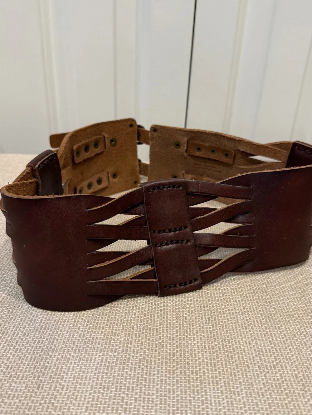 Lucky Penny Anthropologie Brown Leather Belt Braided Women’s Size S